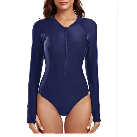 NWT Relleciga One Piece Long Sleeve Rash Guard UV Protection Swimsuit Large - Picture 3 of 6